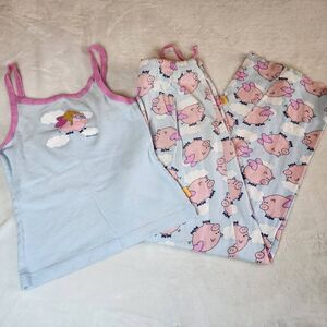 GW 2 Piece Women's Pajama Set With Pigs Size Large